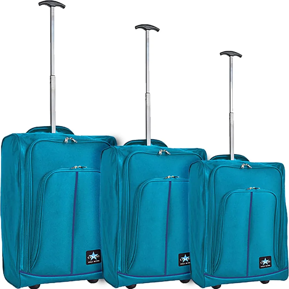 Provitera set 3 valigie morbide azzurro 50-60 cm