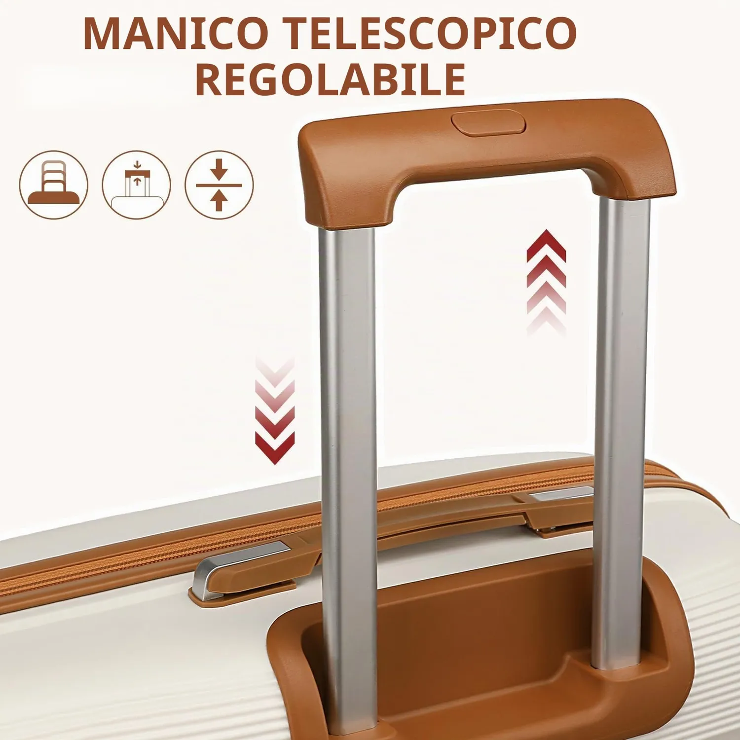 Kono Set Valigie 3 Pezzi rigide bianco crema 55+65+76cm