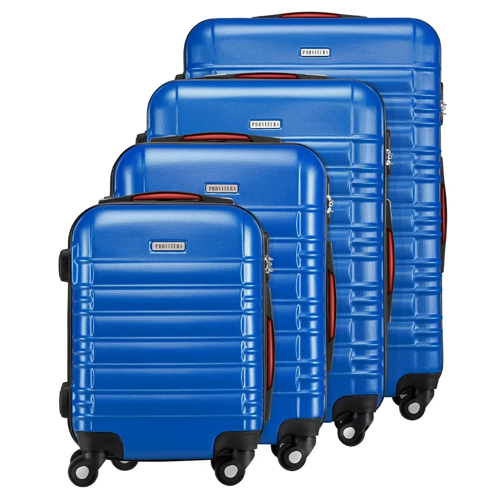 Provitera Set 4 Valigie Rigide ABS S-M-L-XL Trolley Blu