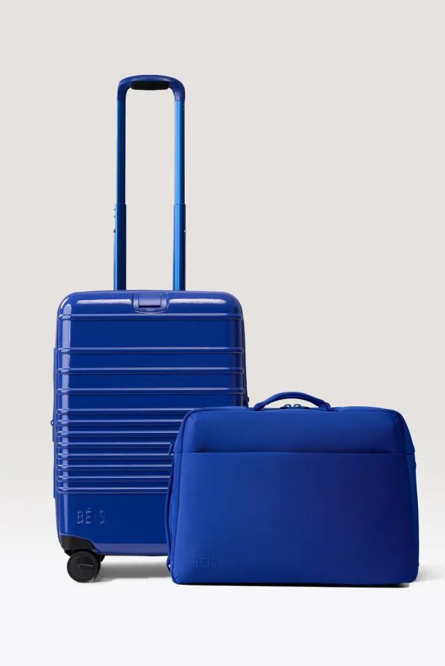 Beis The Carry-On Travel Set trolley + duffel blu guscio rigido