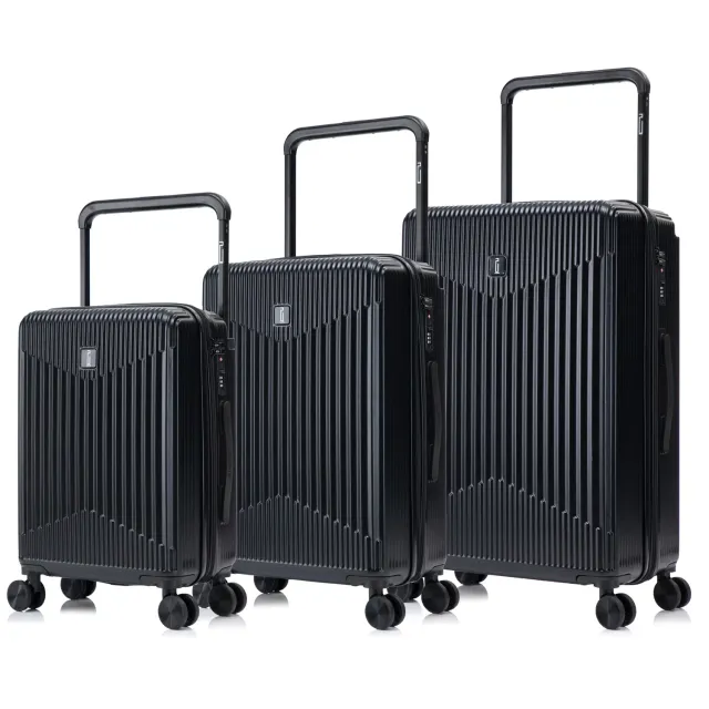 CELIMS Wide Trolley set 3 valigie nere espandibili ABS