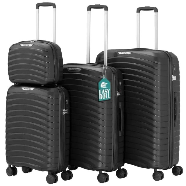 Provitera Set 4 Valigie Rigide Nere con Beauty Case