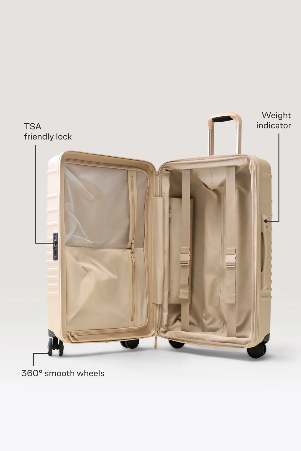 Beis The Medium Check-In Roller valigia beige rigida