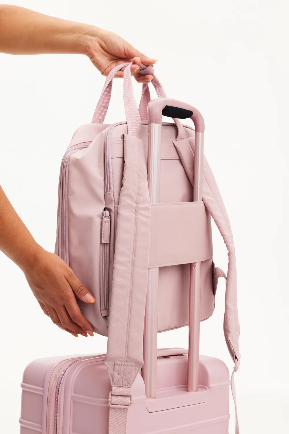 Beis Expandable Backpack zaino atlas pink estensibile