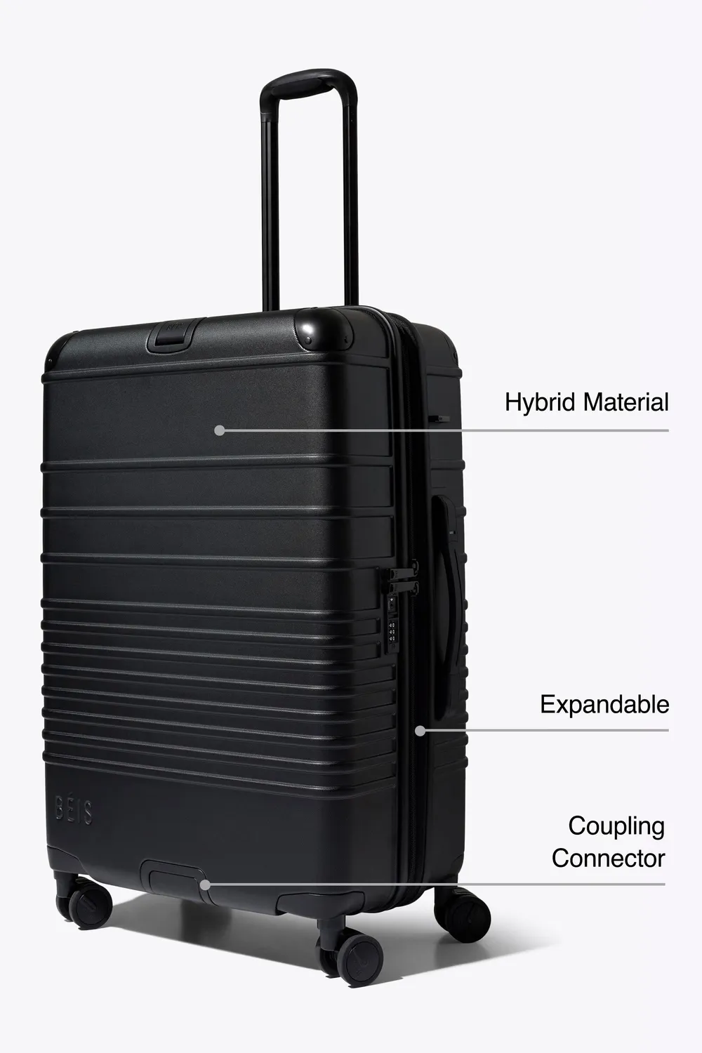 Beis Hybrid Check-In Roller valigia stiva Nero rigida