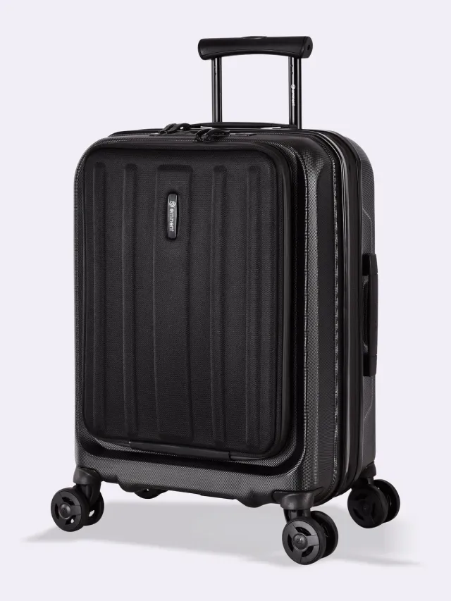 Eminent Kapstadt Premium Edition valigia rigida nero tasca frontale