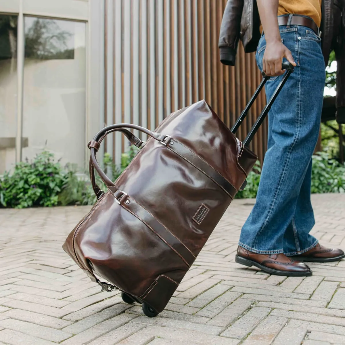 Jekyll & Hide Oxford Wheeled Weekender borsone tabacco