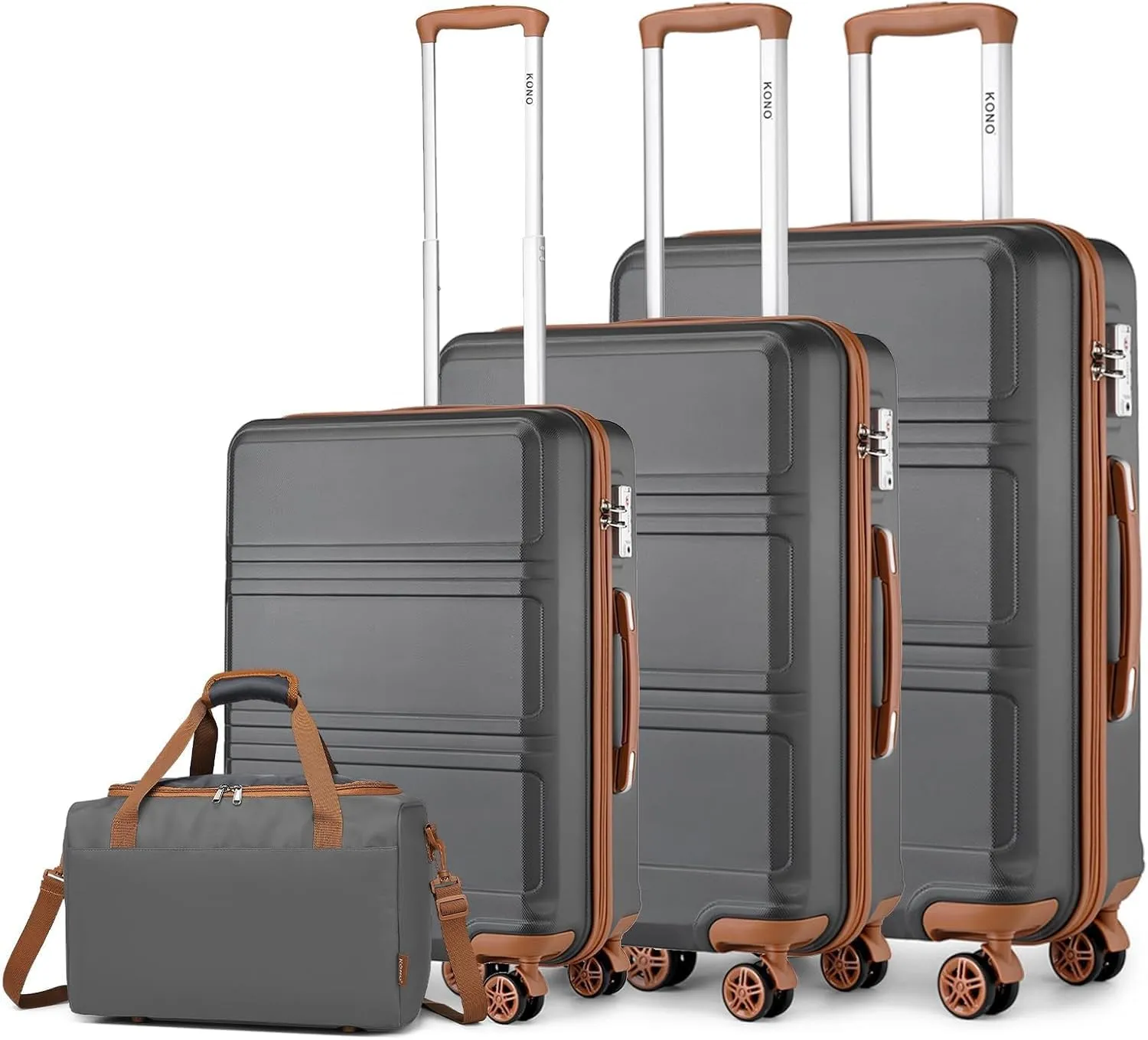 Kono Set 2 Valigia 55cm + Borsa 40x30x20 Nero Rigido