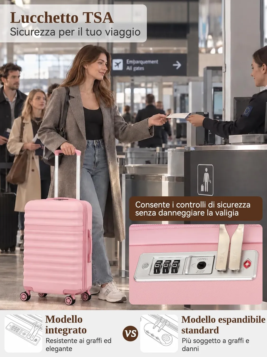 Kono 20 Trolley bagaglio a mano rosa 55x40x20 rigido