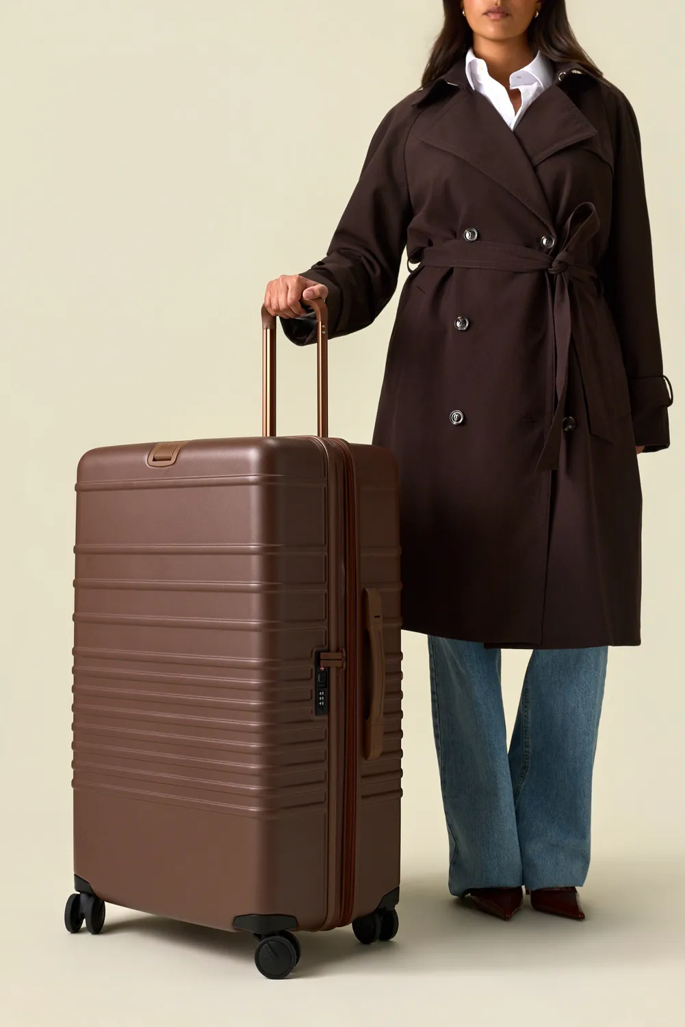 Beis Large Check-In Roller valigia maple rigida stiva