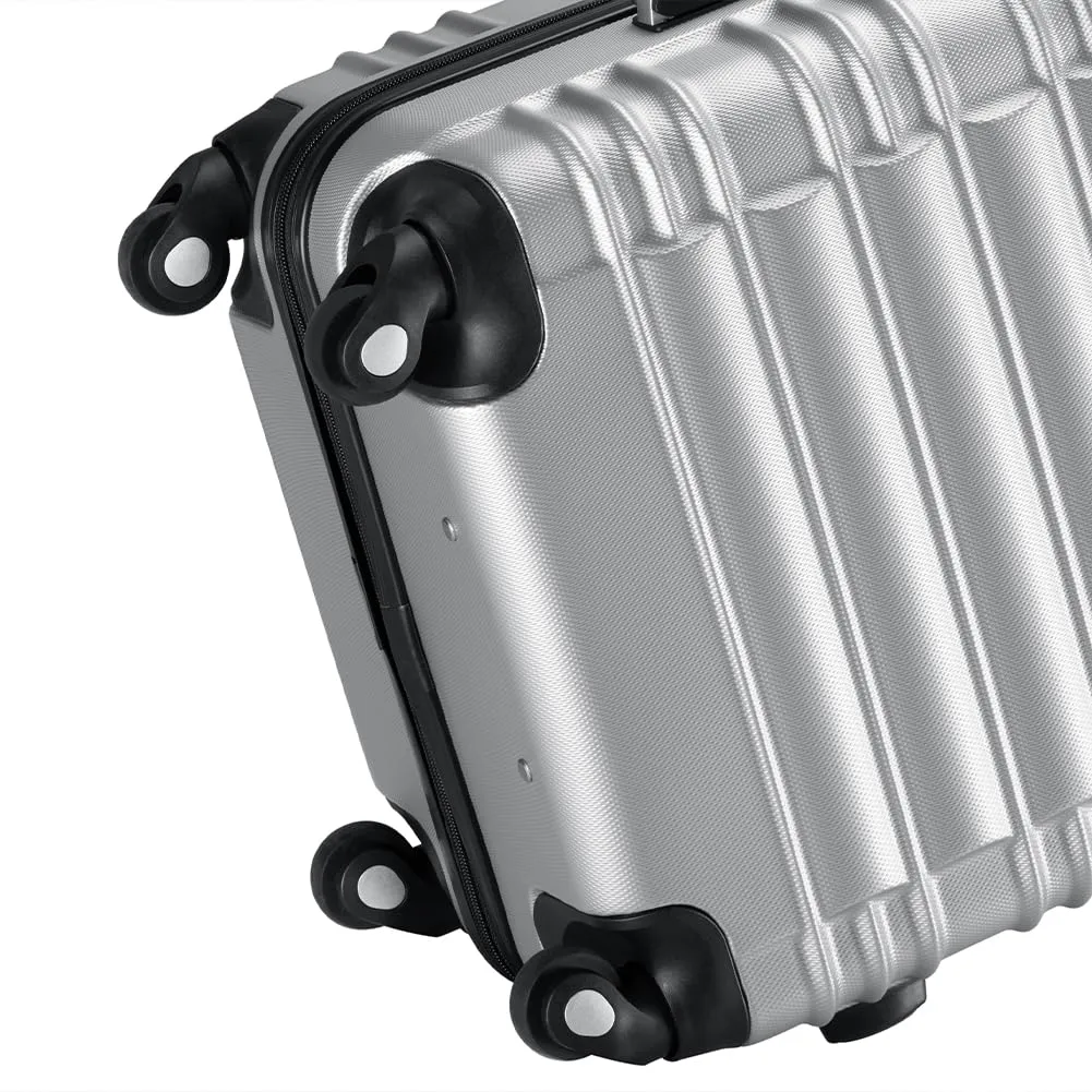 Provitera Set 4 Valigie Rigide ABS S-M-L-XL Trolley Argento