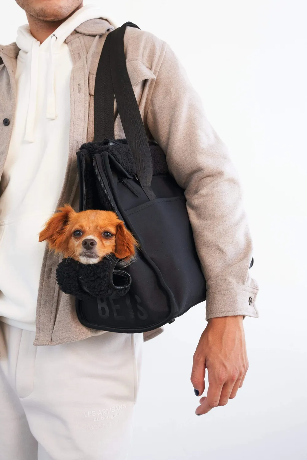 Beis Everyday Pet Tote borsa animali nero con tasca laptop