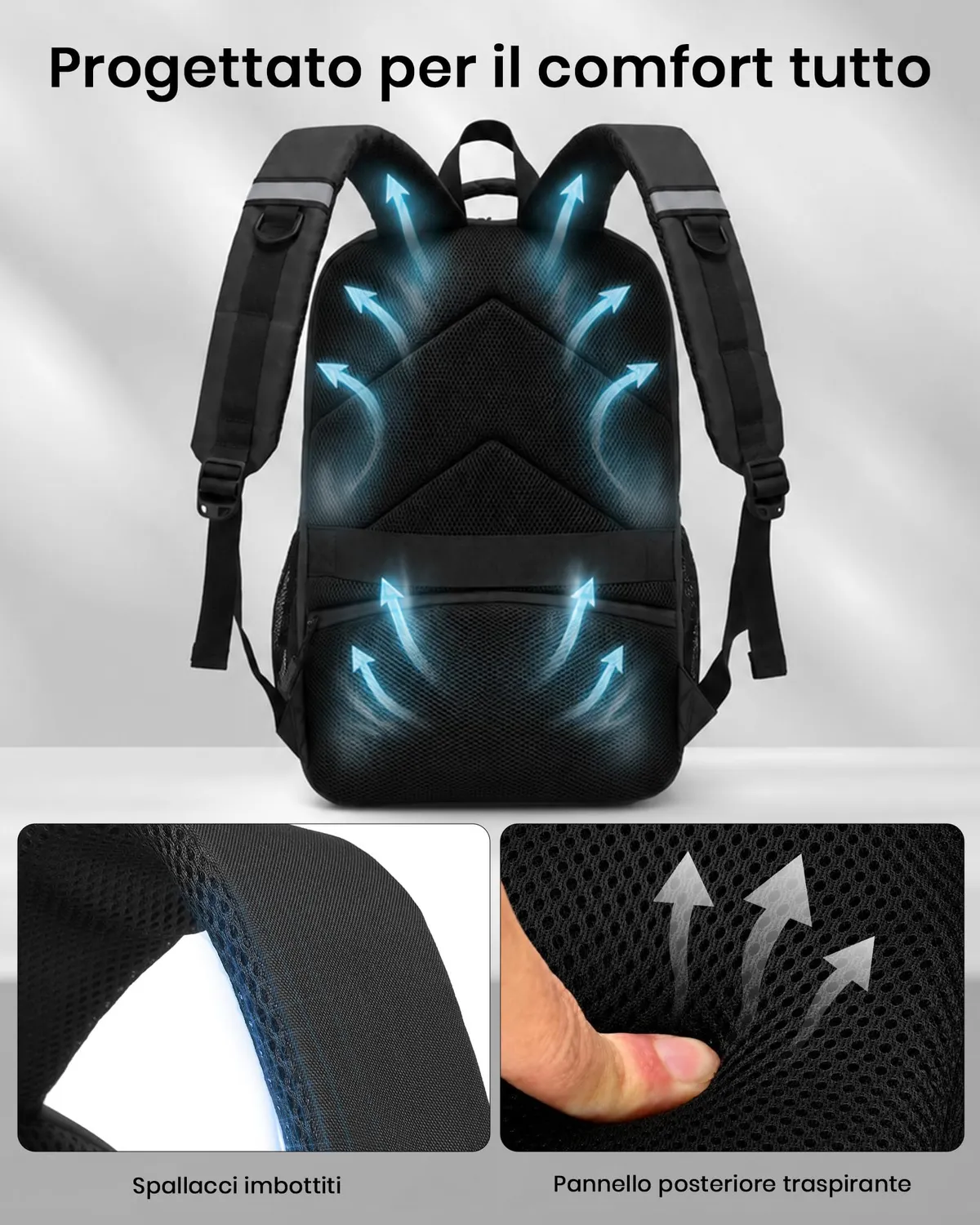 Kono Zaino Porta PC 15,6 Pollici Nero antifurto USB