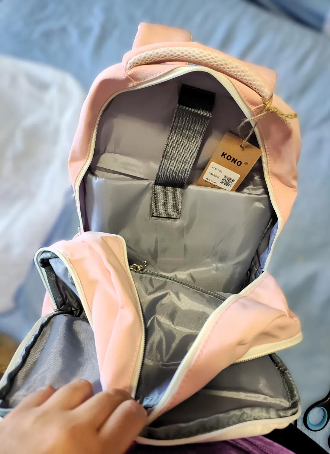 Kono Zaino Scuola 15,6 Pollici Rosa/Beige 30x17x45 cm