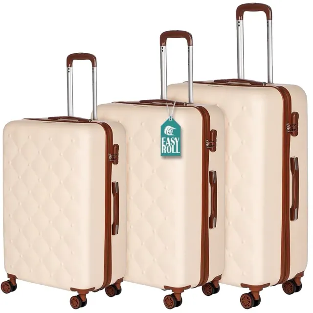 Provitera set 3 valigie rigide ABS beige-marrone