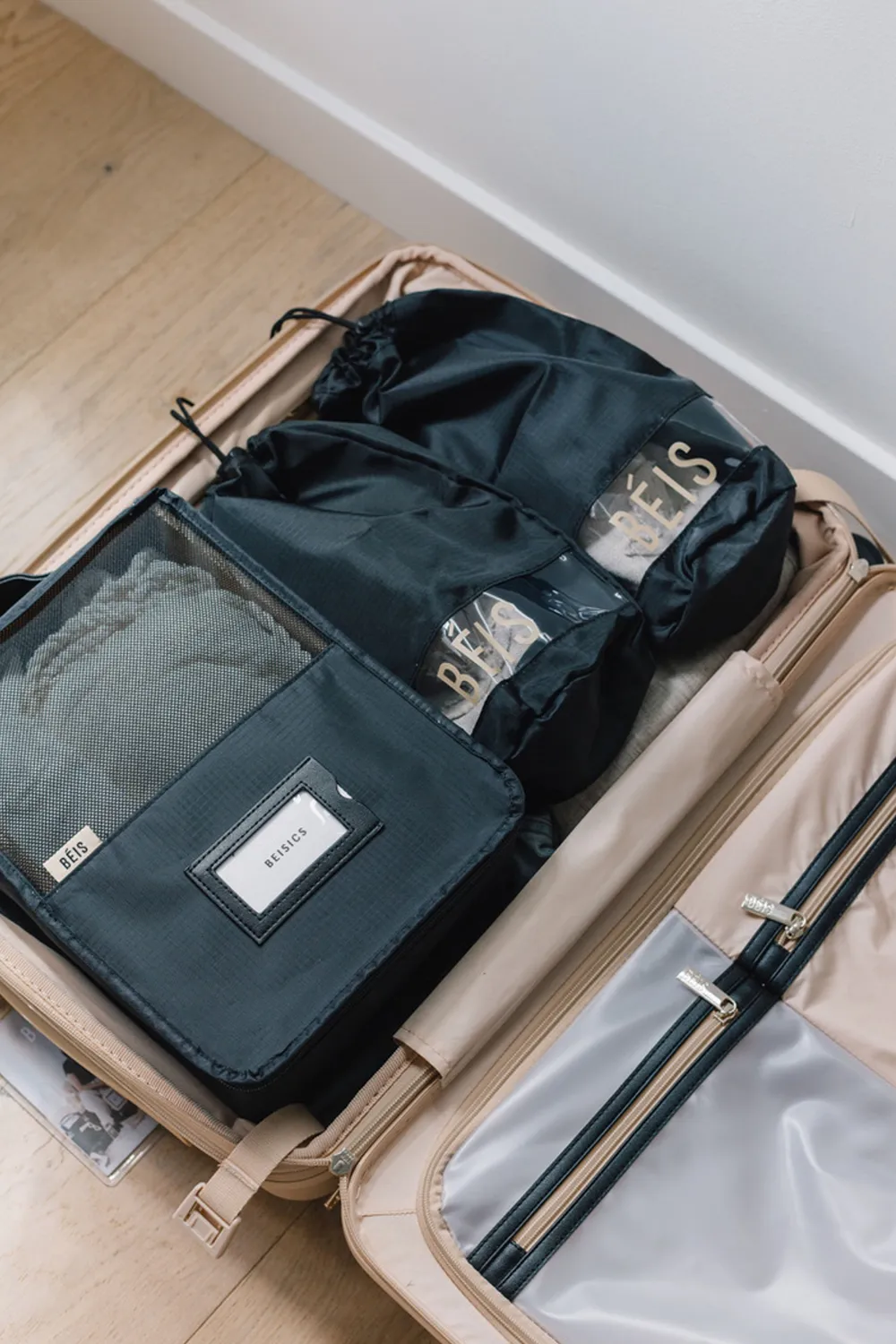 Beis The Packing Cubes organizer valigia nero set 6 pezzi nylon