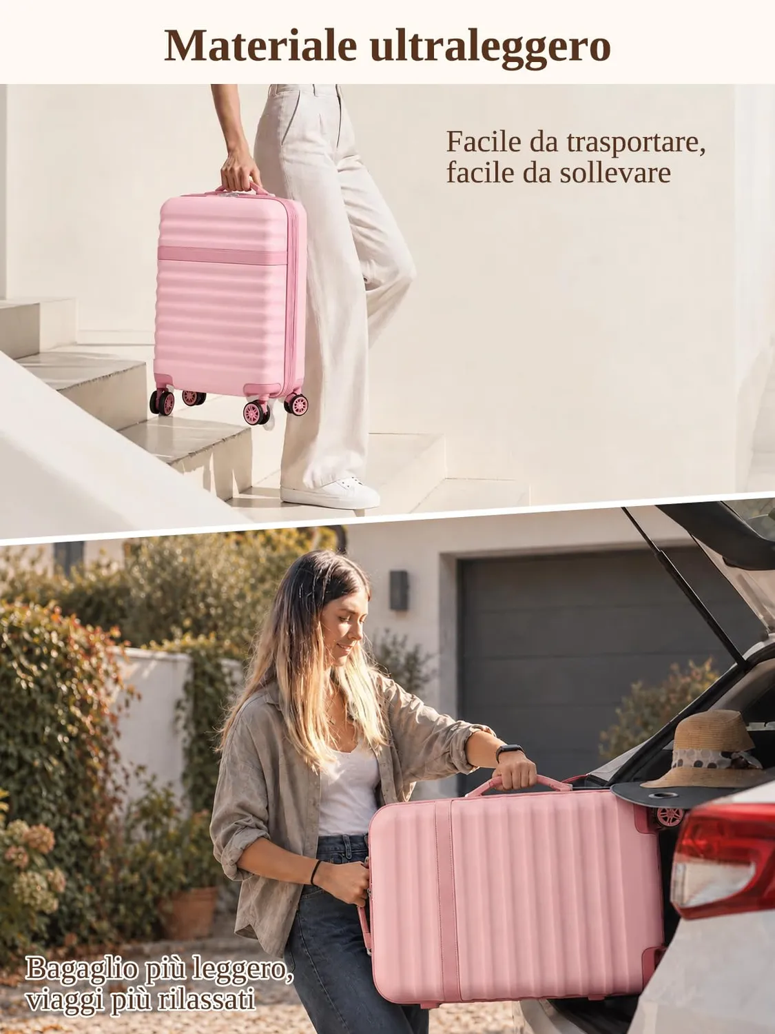 Kono 20 Trolley bagaglio a mano rosa 55x40x20 rigido