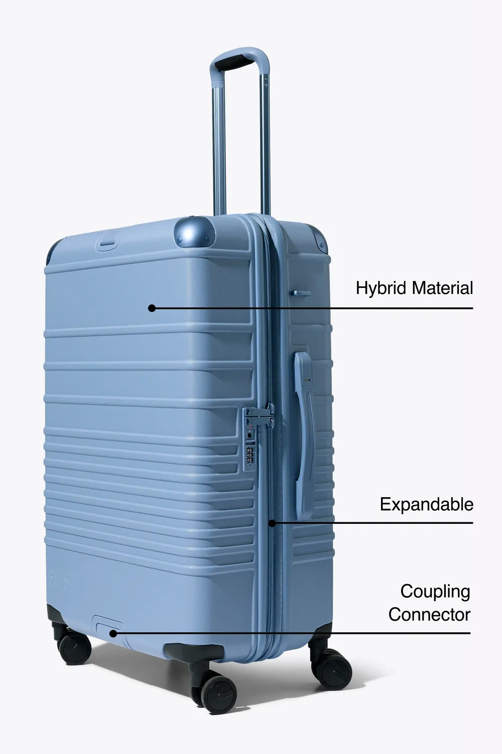 Beis Hybrid Check-In Roller valigia stiva Dusty Blue rigida