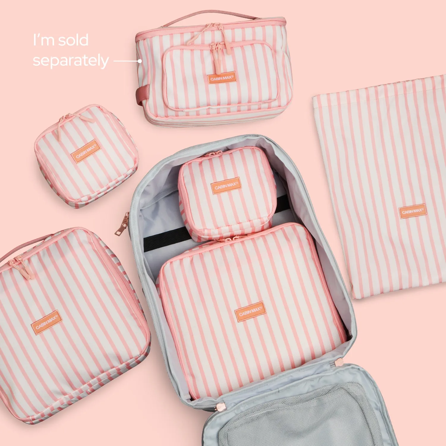 Cabin Max Classic Striped set 5 packing cubes rosa