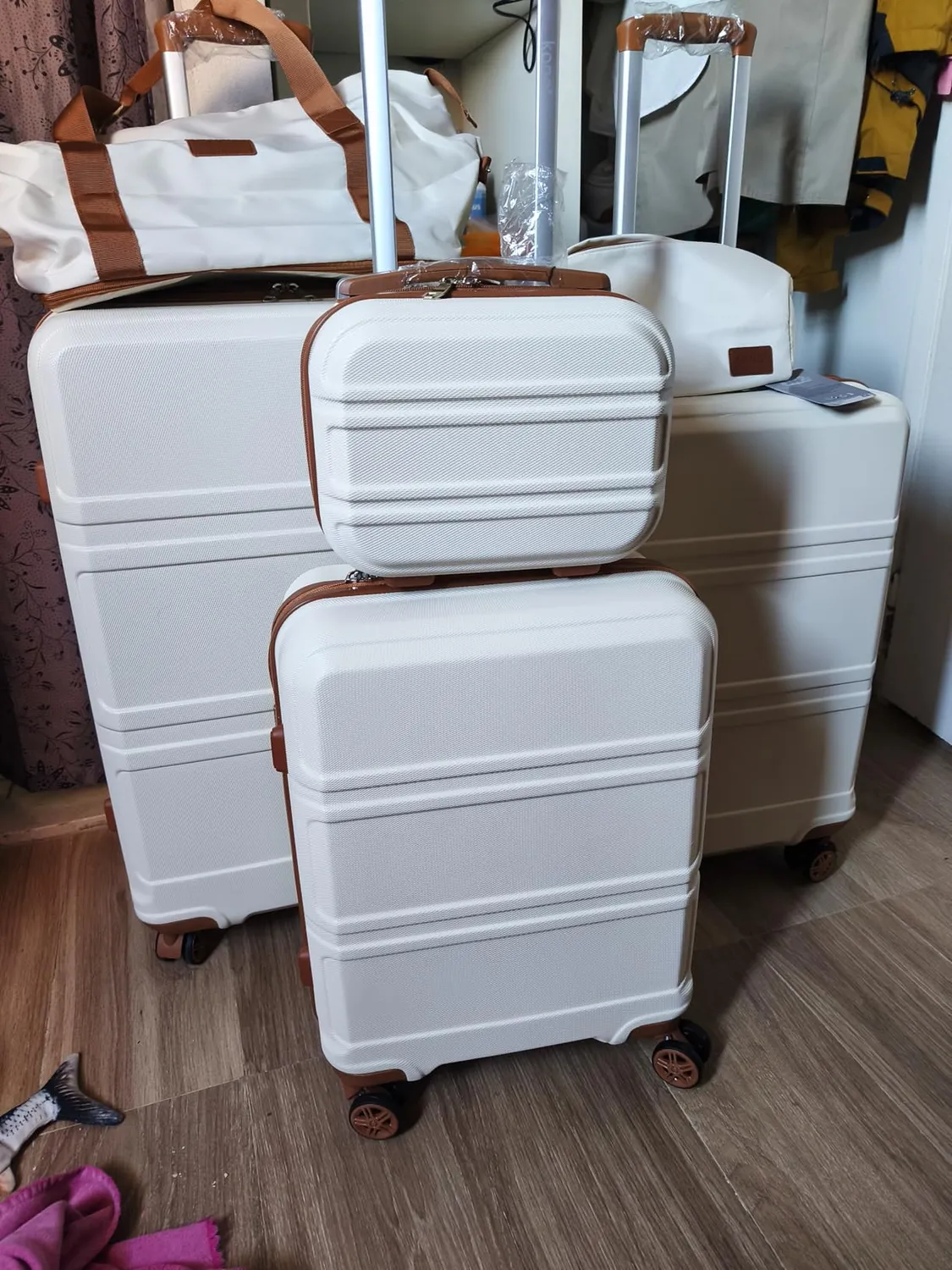 Kono set valigie 4 pezzi ABS turchese trolley TSA beauty