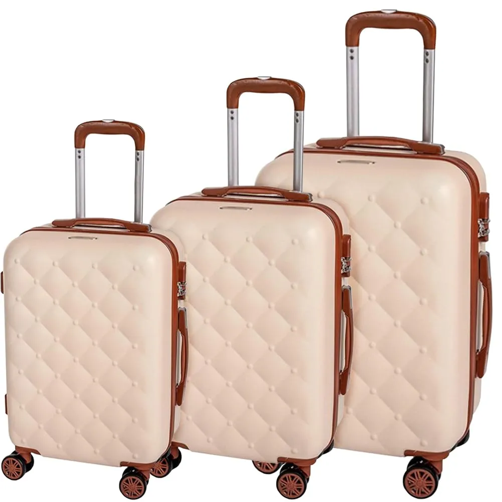 Provitera set 3 valigie rigide ABS beige-marrone