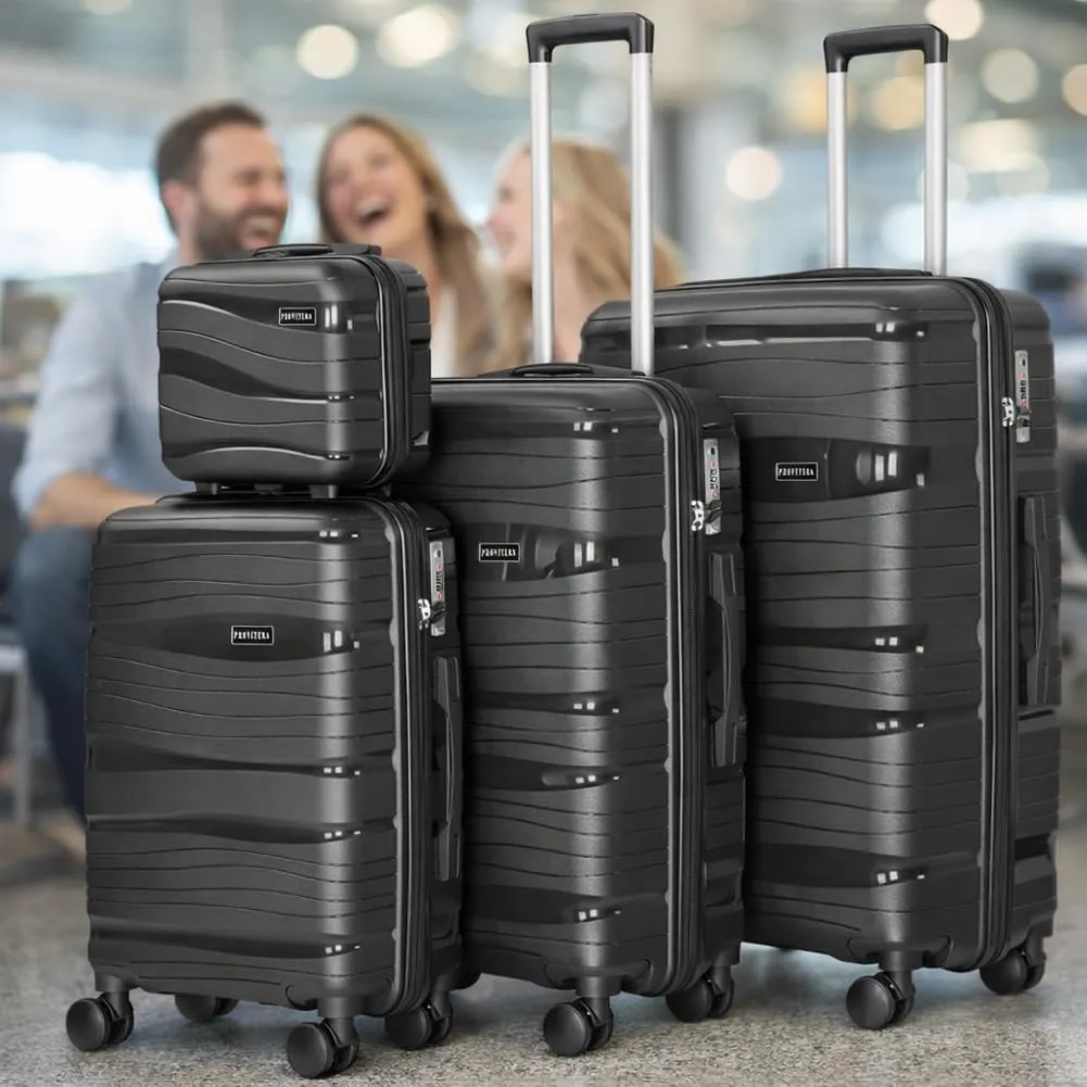 Provitera Set 4 Valigie Rigide PP Nero con Beauty Case