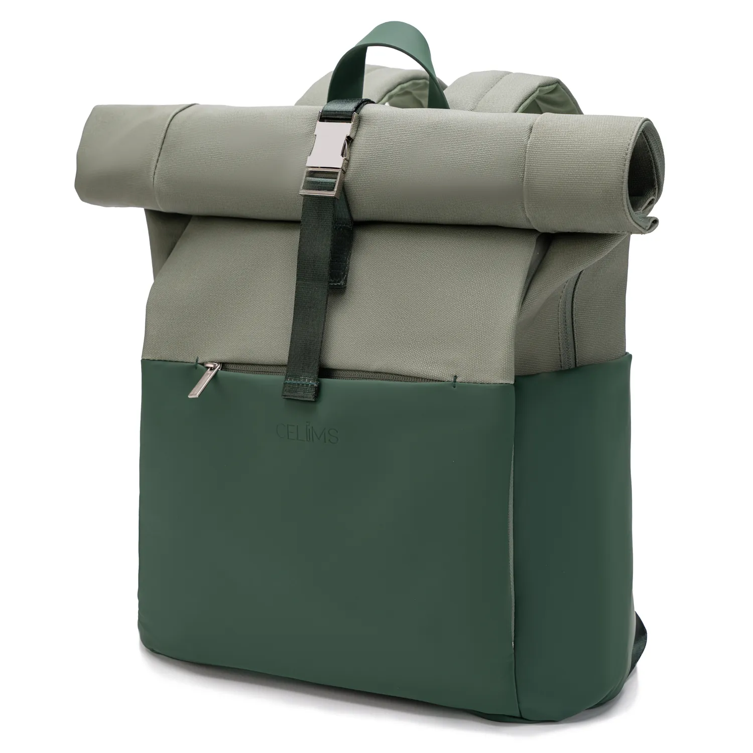 CELIMS Pack Viaggio Zaino Roll-Top + Borraccia 740 ml Verde
