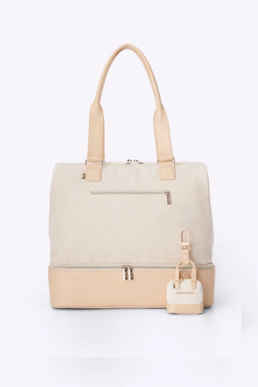 Beis Micro Weekender Charm portachiavi beige