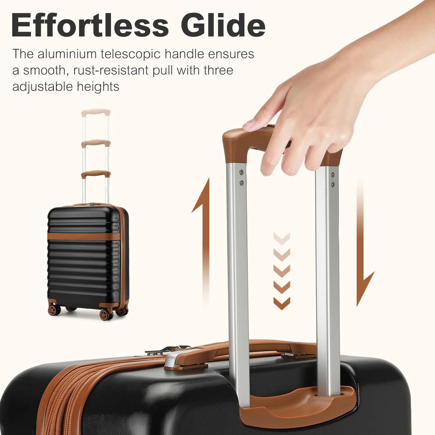 Kono Set Valigie 2 Pezzi Trolley Mano + Beauty nero marrone