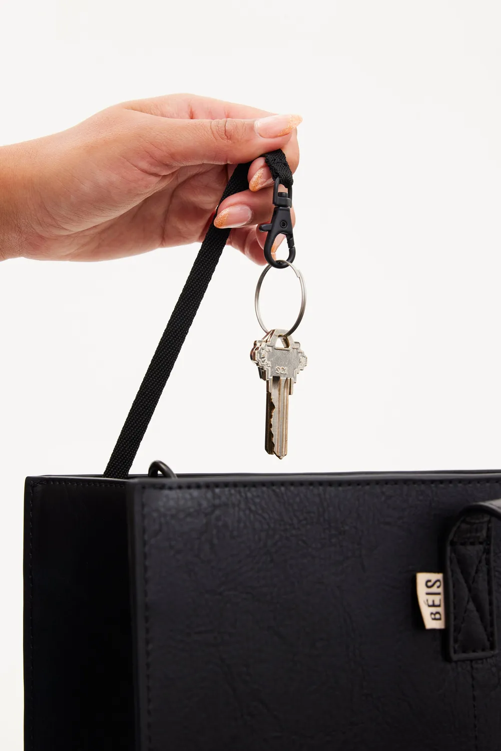 Beis Large Work Tote borsa tote nero liscio