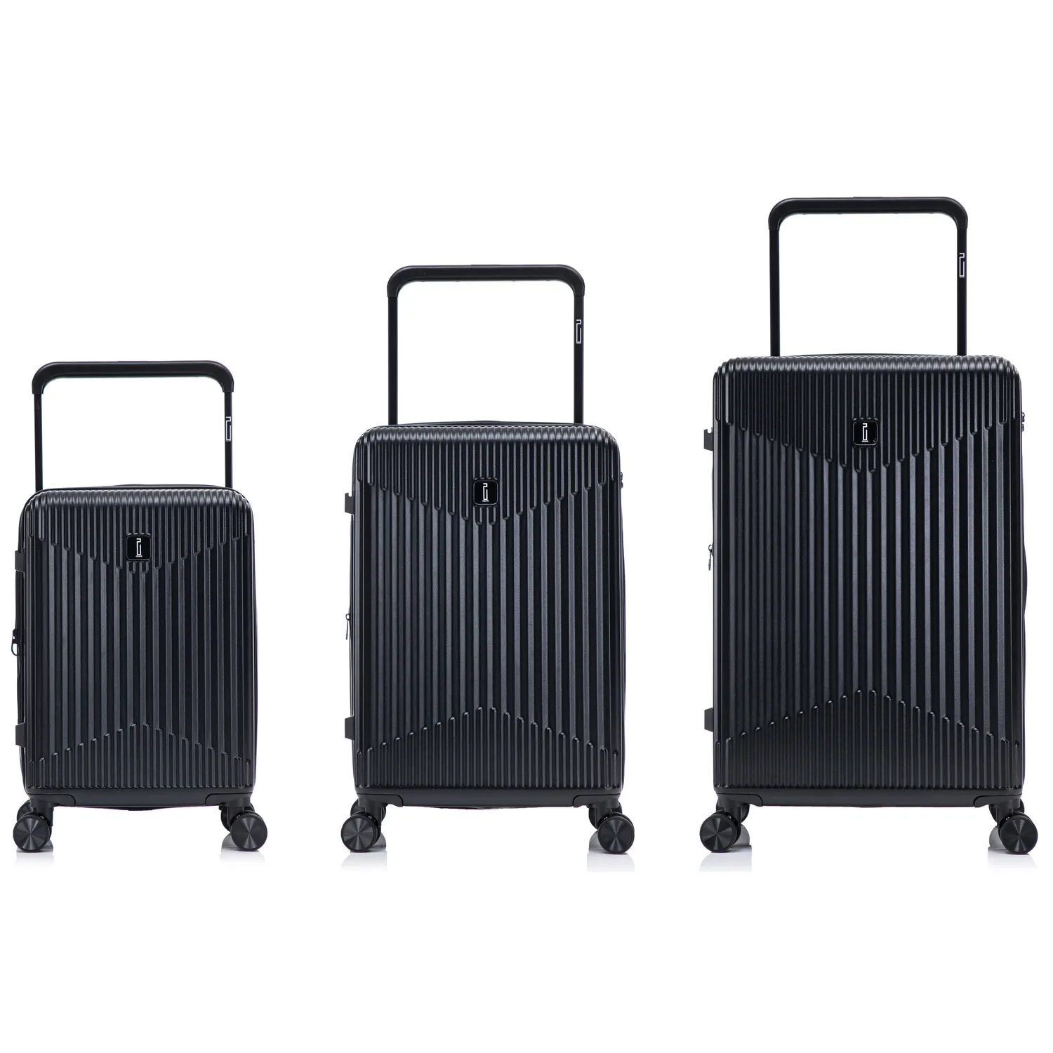 CELIMS Wide Trolley set 3 valigie nere espandibili ABS