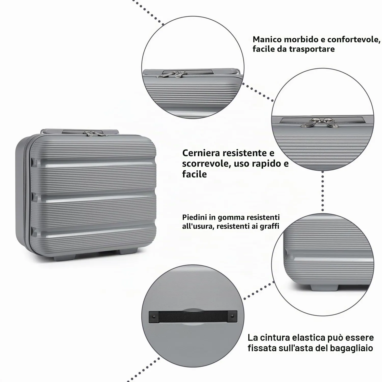 Kono beauty case rigido grigio 15 litri polipropilene