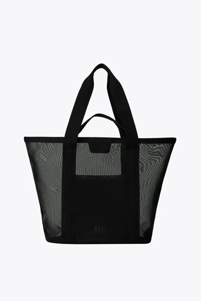 Beis Mesh Beach Tote Borsa Mare Nera Traforata