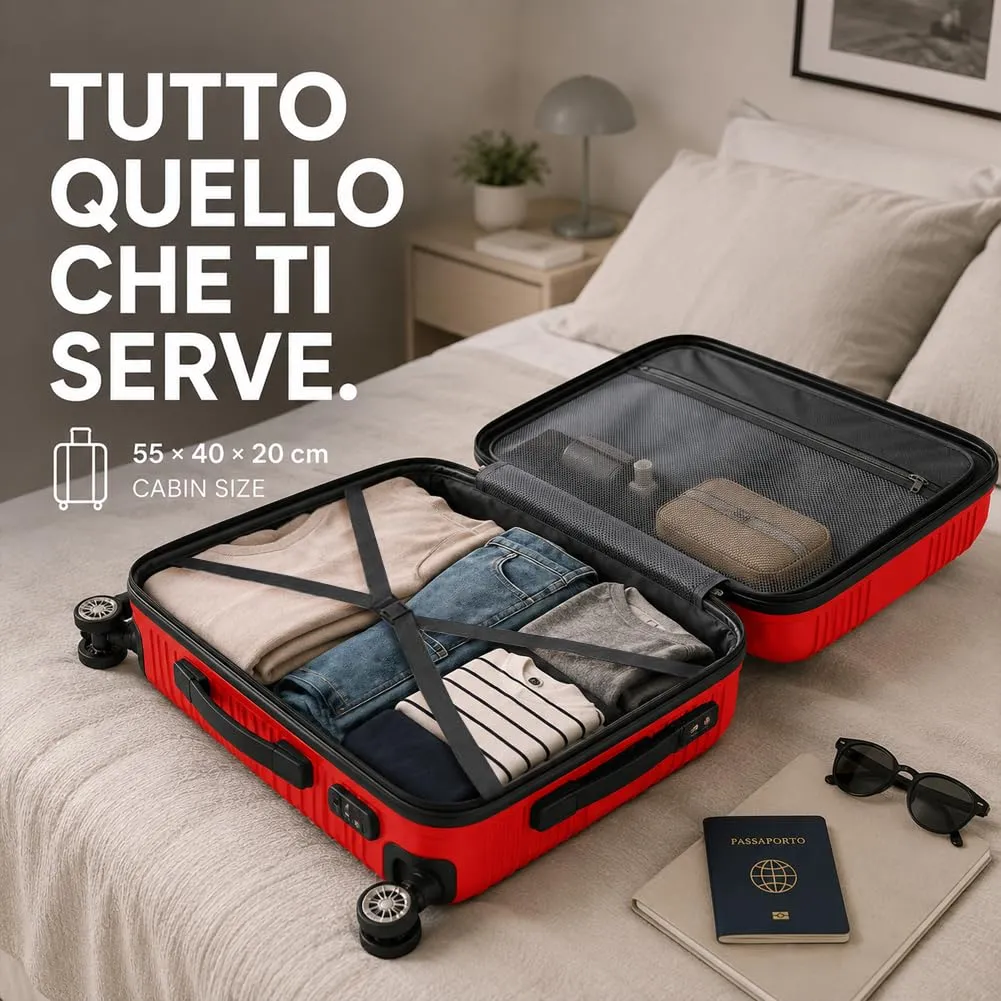 Provitera Trolley Cabina Rigido Rosso 55x40x20 ABS