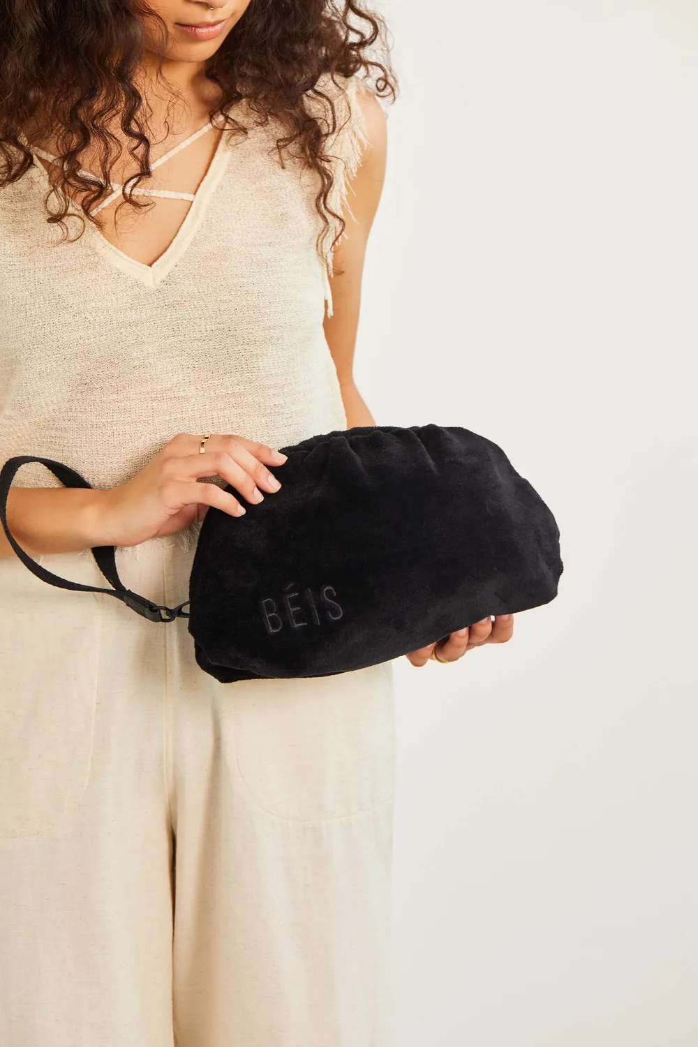 Beis Terry Cosmetic Clutch Nera Pochette Spugna