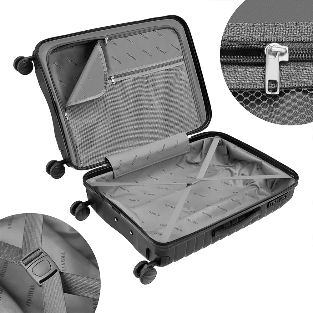 Provitera Set 4 Valigie Rigide Nere con Beauty Case