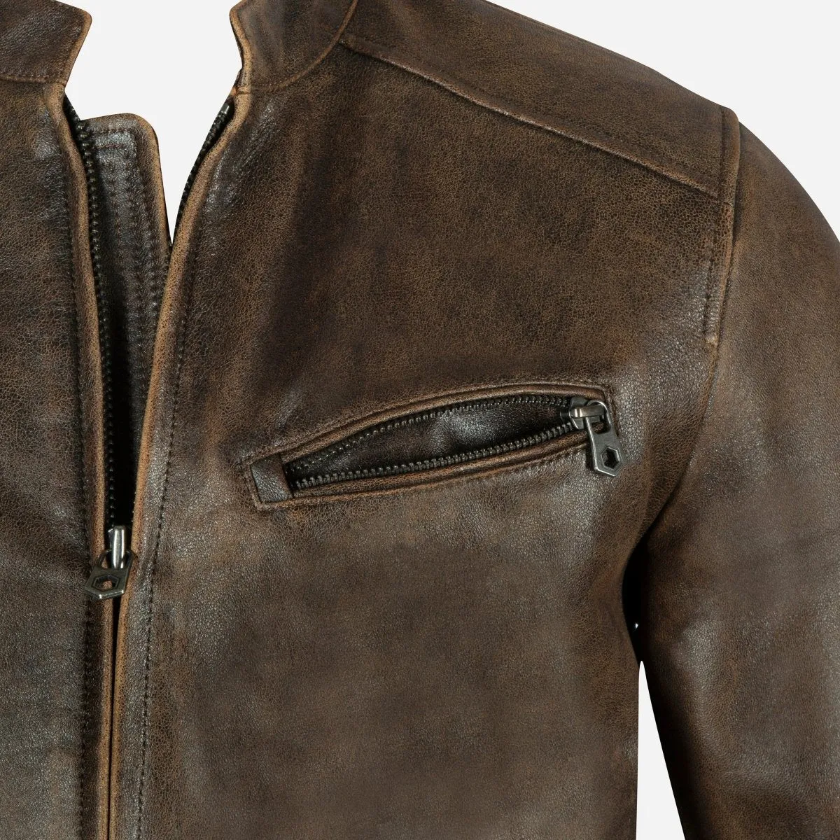 Jekyll & Hide Hudson giacca pelle agnello coffee L