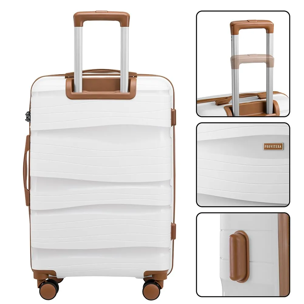 Provitera set 4 valigie rigide bianche PP 12-102L trolley