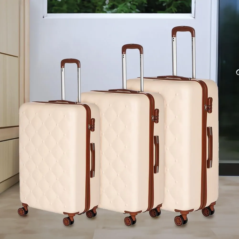 Provitera set 3 valigie rigide ABS beige-marrone