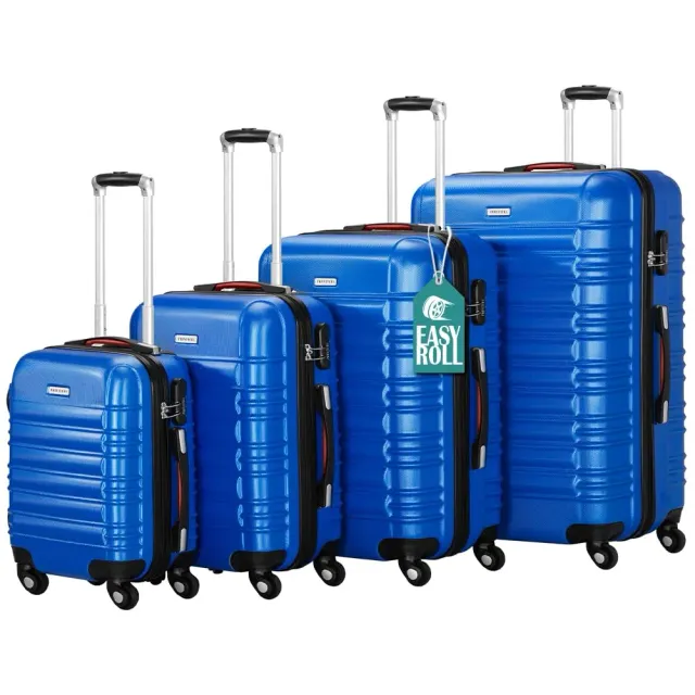 Provitera Set 4 Valigie Rigide ABS S-M-L-XL Trolley Blu