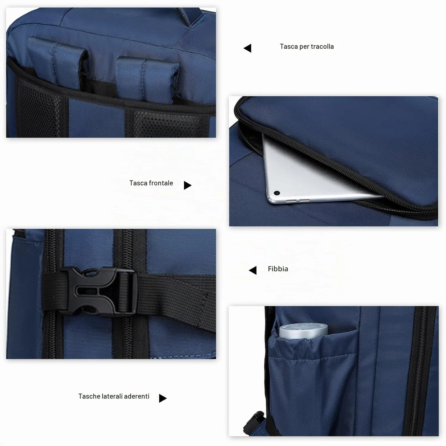 Kono Zaino Viaggio 55x35x20 bagaglio mano blu 38L