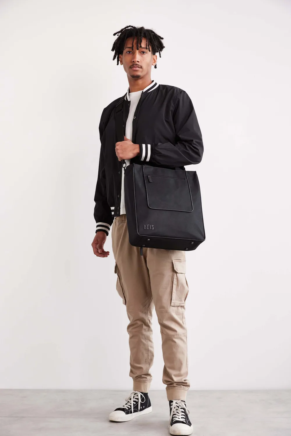Beis North To South Tote borsa nera riciclata
