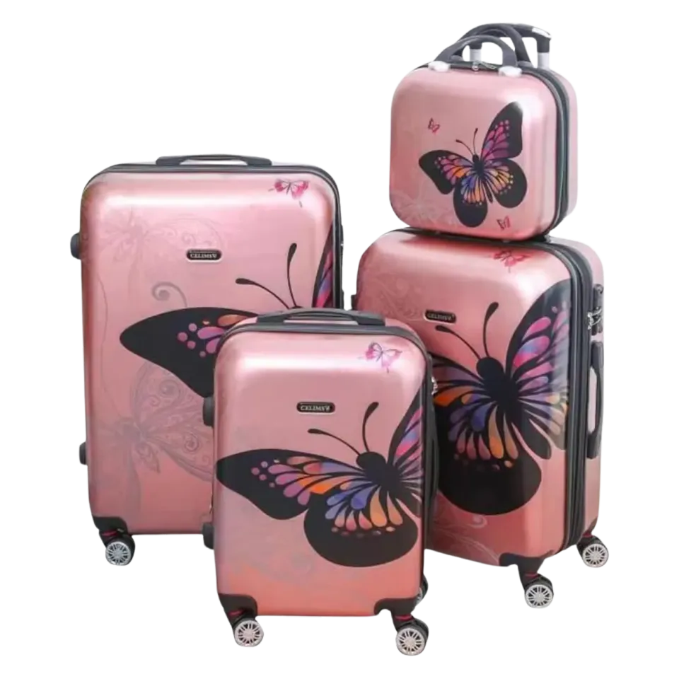 CELIMS Set 4 valigie policarbonato oro rosa vanity TSA