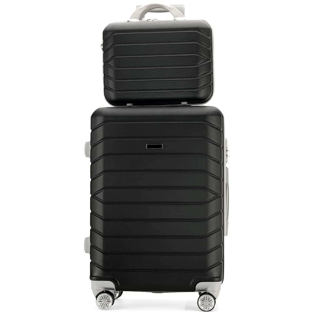 Provitera Set 4 Valigie Rigide ABS Nero + Beauty Case