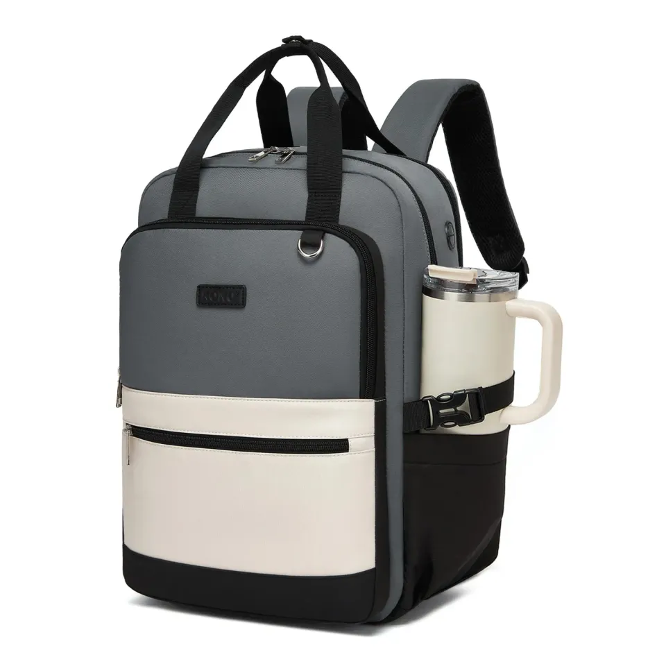 Kono zaino porta PC 15,6 pollici grigio/beige impermeabile