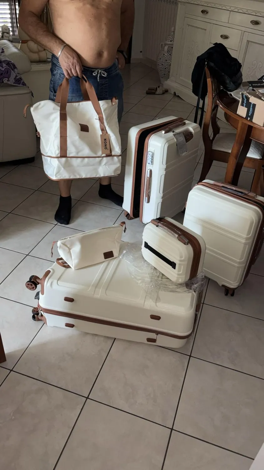 Kono set valigie 4 pezzi ABS turchese trolley TSA beauty