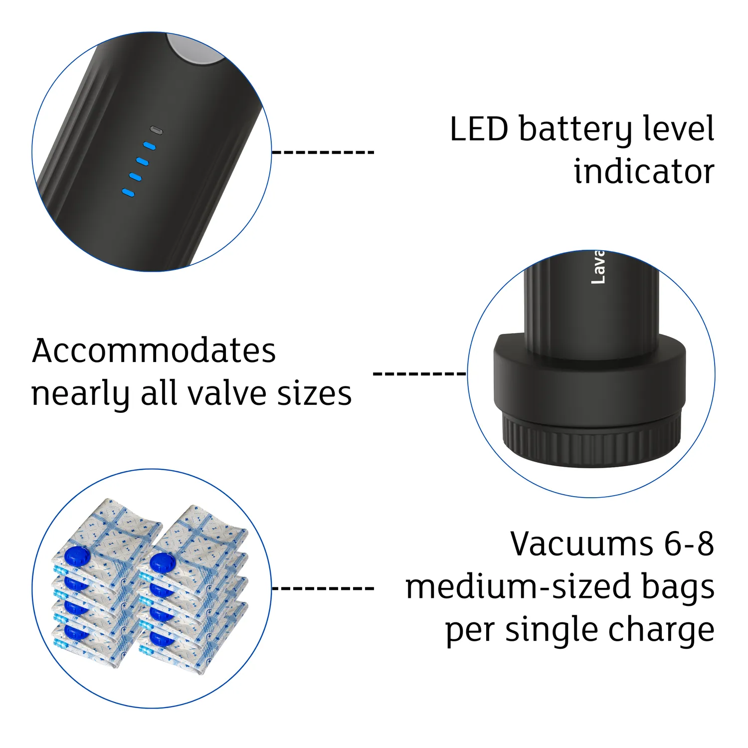 Cabin Max Lyon pompa sottovuoto USB + 2 sacchetti 45x40