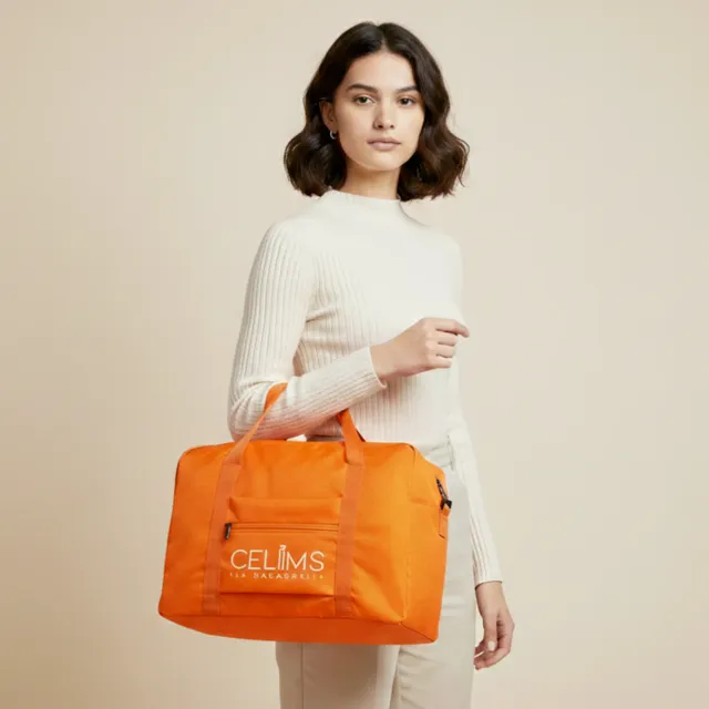 CELIMS Borsa Tracolla 40x30x20 Nero Nylon Pieghevole