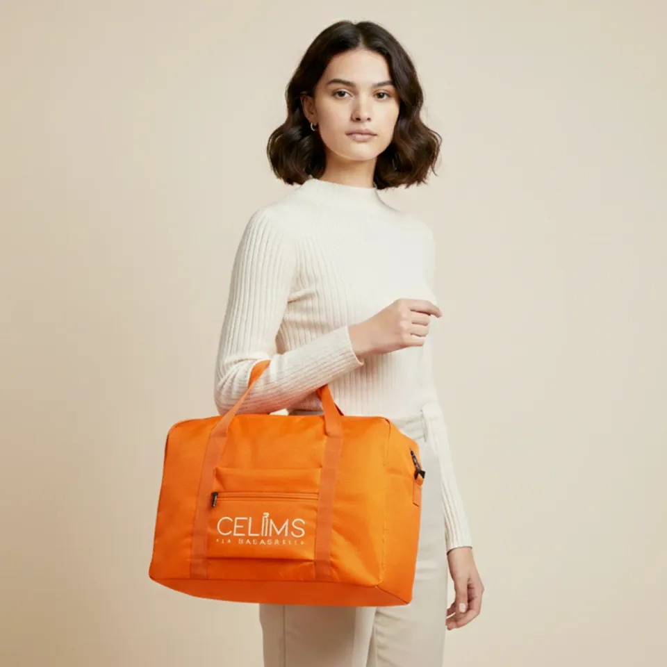 CELIMS Borsa Tracolla 40x30x20 Nero Nylon Pieghevole