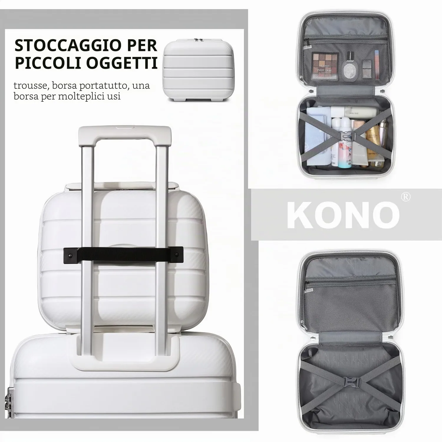 Kono valigia rigida polipropilene TSA trolley YKK leggero